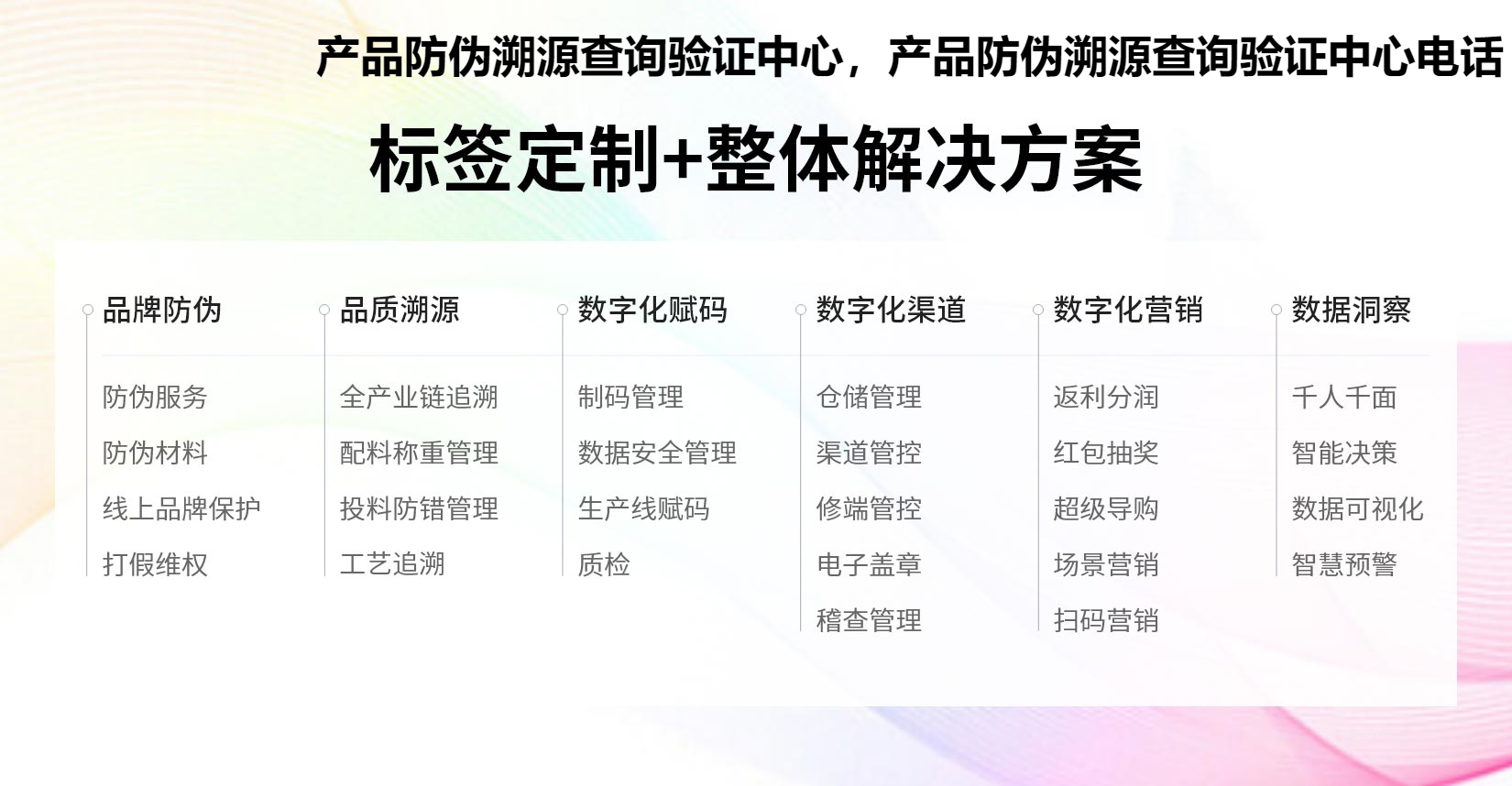 产品防伪溯源查询验证中心，产品防伪溯源查询验证中心电话