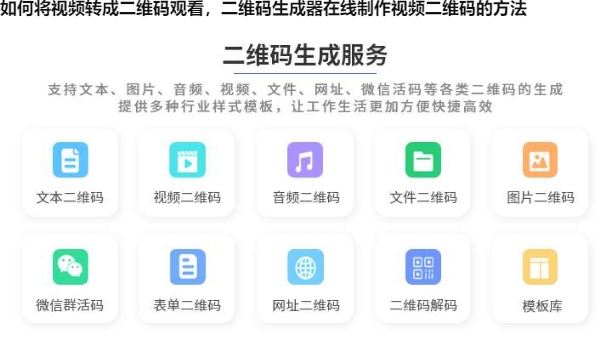 如何将视频转成二维码观看，二维码生成器在线制作视频二维码的方法