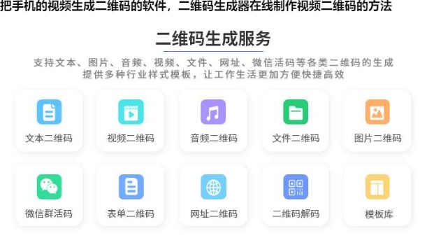 把手机的视频生成二维码的软件，二维码生成器在线制作视频二维码的方法