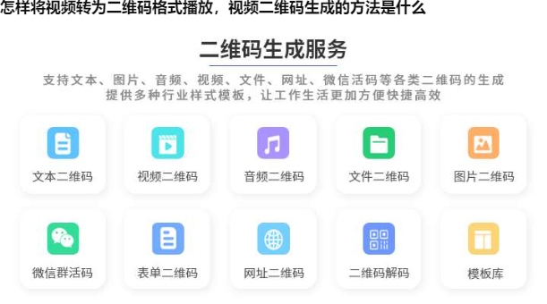 怎样将视频转为二维码格式播放，视频二维码生成的方法是什么