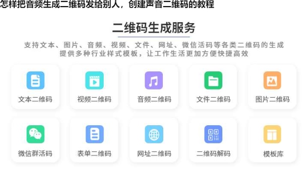 怎样把音频生成二维码发给别人，创建声音二维码的教程
