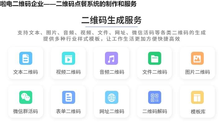 啦电二维码企业——二维码点餐系统的制作和服务