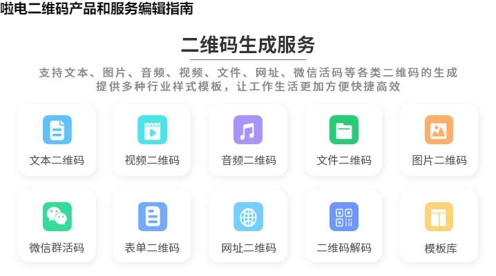 啦电二维码产品和服务编辑指南