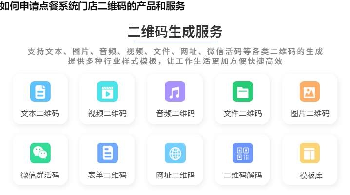 如何申请点餐系统门店二维码的产品和服务