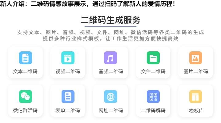 图片 新人介绍:二维码情感故事展示,通过扫码了解新人的爱情历程!