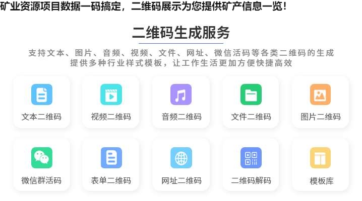 图片 矿业资源项目数据一码搞定,二维码展示为您提供矿产信息一览!