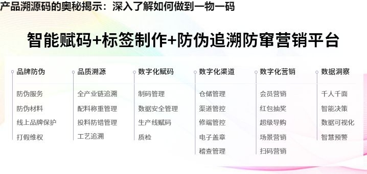 产品溯源码的奥秘揭示：深入了解如何做到一物一码