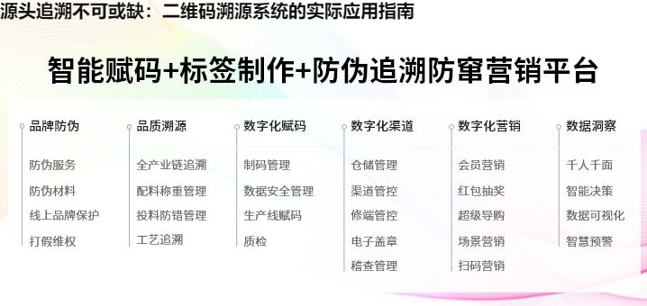 源头追溯不可或缺：二维码溯源系统的实际应用指南