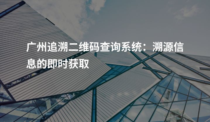 广州追溯二维码查询系统：溯源信息的即时获取