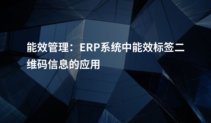 能效管理：ERP系统中能效标签二维码信息的应用
