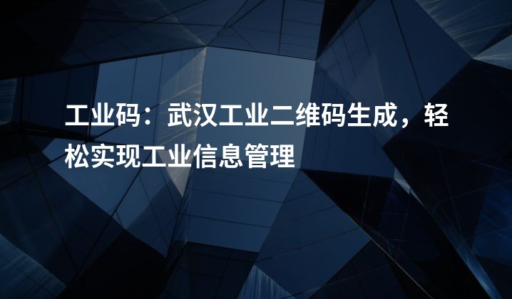 工业码：武汉工业二维码生成，轻松实现工业信息管理