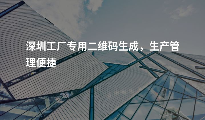 深圳工厂专用二维码生成，生产管理便捷